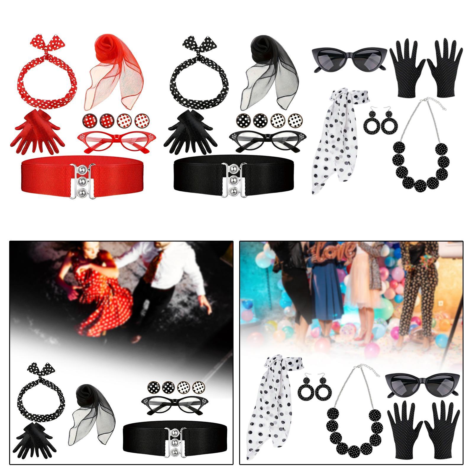Women'S Accessories In The 1950S - 1950'ler Kadın Kostüm Aksesuarları Seti: Eşarp,